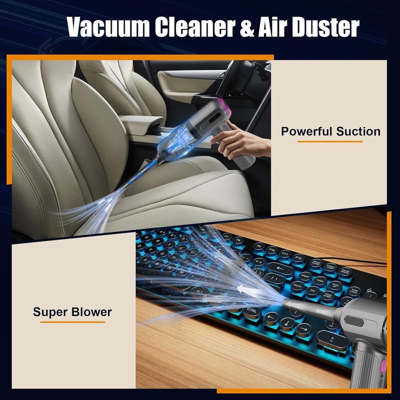 Hayousui 7000Pa Mini Vacuum Cleaner: Handheld Vacuum & Electronics Duster & Hand Pump Cordless Keyboard Vac 3-Gear Compressed Air Blower for Computer Sewing Machine Laptop Car Home Office - Image 2